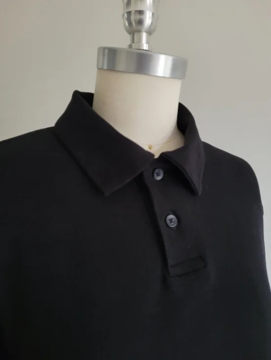 ZARA black jersey knit polo golf shirt with short sleeves - Picture 6 of 10